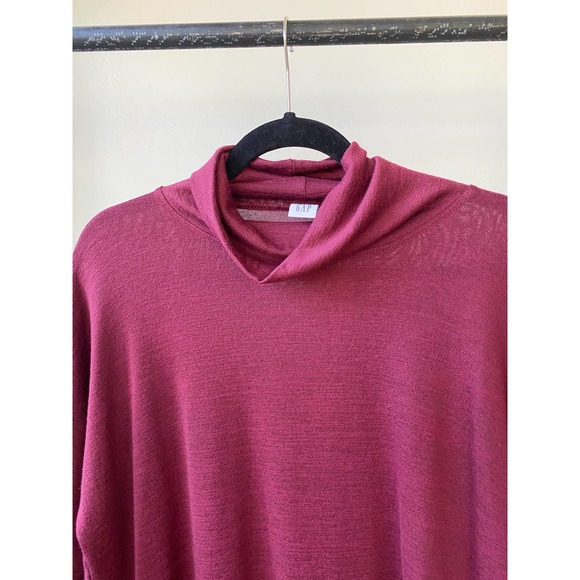 GAP Women's Maroon Cowl Neck Quarter Sleeve Hi-Low Hem Pullover Top size S - Picture 5 of 8